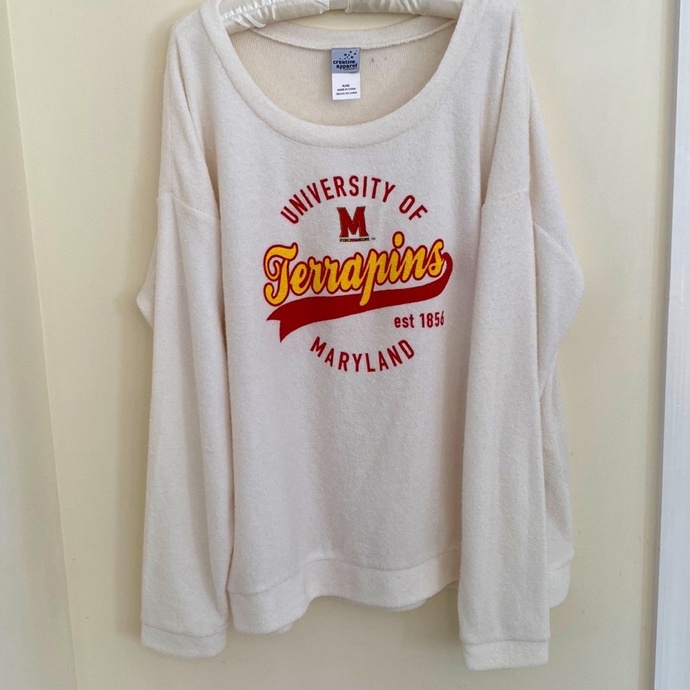 NWOT Univ of Maryland Creative Apparel Terrapins XL Long Sleeve Crewneck Top